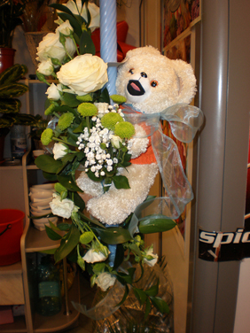 Lumanare de botez albastra baietel