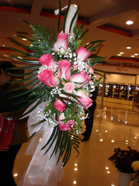 Lumanare botez fetita 11 trandafiri roz