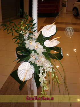 Lumanari de nunta din orhidee phalaenopsis si anthurium alb