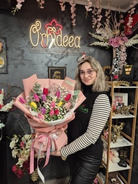 Buchet  ”Paola” - Lalele multicolore