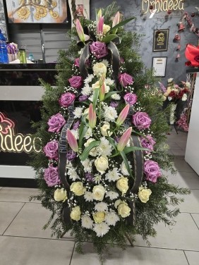 Coroana Funerara Naturala Roz-Mov