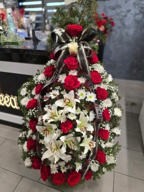 Coroana funerara - Trandafiri Rosii 