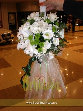 Lumanare de botez "Alb - verde"