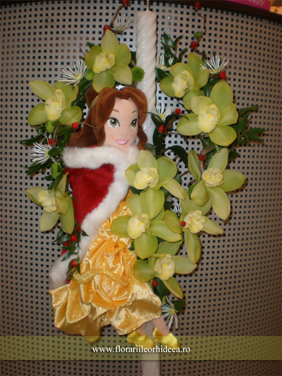 Lumanare de botez din orhidee cymbidium verde